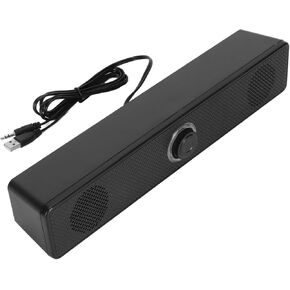 USB Computer Speakers Modern HiFi Sound Bar with Control of The Volume Knob for The PC Laptop Tablet for Office Room, 12.4x2.36x2.2 Inch Black Plastic