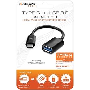 Xtreme Type-C to USB 3.0 Adapter, 6-inch, Supports Speeds Up to 56 BPS, Connect and Transfer Devices