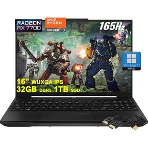 ASUS TUF Gaming A16 Laptop | 16" WUXGA 165Hz 100% sRGB | AMD 8-core Ryzen 7 7735HS | 16GB DDR5 1TB SSD | Radeon RX7700S 8GB (>RTX4060) | Backlit USB-C USB4 Win11Pro w/DLCA Accessory