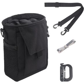 XTACER Tactical Dump Pouch,Utility Tool Bag Molle Pouches with Plastic Molle D Ring and Shoulder Strap and Metal Belt Clip for Men Women Outdoor Sport Traveling Use