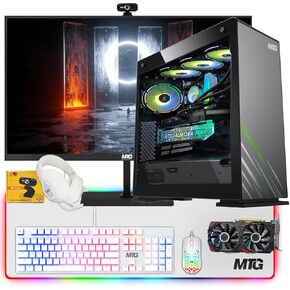 MTG Aurora Max Gaming Tower PC- Intel i7 4th Gen, RTX 2060S, 16GB ARGB RAM, 256GB Nvme + 2TB HDD, 24 Inch Monitor, Liquid Cooling, 4 in 1 Gaming Kit, Webcam, Windows 11 Pro