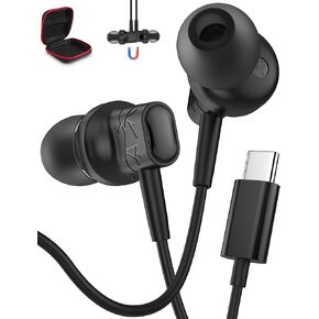 USB C Headphones for iPad Pro Air iPhone 16 Pro Max 16e 15 Plus Wired Android Headphone with HD Mic Noise Canceling HiFi Stereo Small in Ear Type C Earphones for Samsung Galaxy S25 Ultra S24 A56 A36