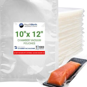 1,000 pcs Clear 10" x 12", 3 mil Chamber Machine Pouches, Pre-Cut Chamber Vacuum Sealer Bags, Heavy Duty Seal Pouch, BPA-Free Chamber Sealer Bags with Tear Notch