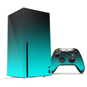 WraptorSkinz Skin Decal Vinyl Wrap compatible with the XBOX Series X Console and Controller - Smooth Fades Neon Teal Black (GAMING CONSOLE NOT INCLUDED)