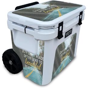 Glossy Glitter Cooler Skin Compatible with Yeti Roadie 32 Wheeled Cooler - Difficult Roads - Premium 3M Vinyl Protective Wrap Decal Cover - Easy to Apply | Crafted in The USA by MightySkins