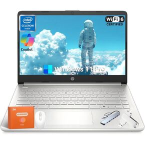 HP 2025 Latest Laptop for Student Business, Intel N150 CPU(Beats N4120), 14 Inch LED, 16GB RAM, 384GB Storage(128GB UFS+256GB MSD), Wi-Fi 6, Copilot AI, Office Pro Lifetime, Windows 11 Pro, Silver