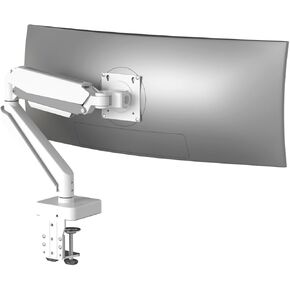 White 45 Premium Aluminum Heavy Duty Monitor Arm, Fits Ultrawide up to 49 inches and 44 lbs Single Desk Mount Stand, Pneumatic Height Adjustable, Max VESA 100x100, A9W