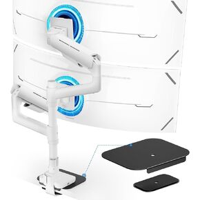 Ares Wing Vertical Dual Monitor Arm & Steel Monitor Mount Reinforcement Plate for 49'' and 44 Lbs Ultrawide Screen