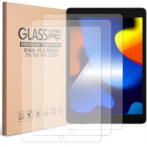 iPad New 10.2 7th Generation Screen Protector 2019, KIQ Tempered Glass, Clear, Protective Anti-Scratch Surface, Touch-Responsive for Apple iPad 10.2-inch, Fits A2197, A2200, A2198 [3 Pack]