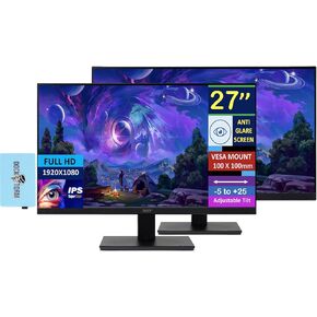 acer 27" IPS FHD (1920 x 1080) Home & Office Monitor with AMD FreeSync, 4ms RT, 100Hz Refresh, VESA Mount, VGA & Dockztorm USB Port Expander, (2025 Latest Model) (2-Pack)