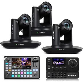 FoMaKo AI Auto Tracking HDMI PTZ Camera, 20x Optical Zoom,Supports Church, ER Documentary and Product Launch Events Live Broadcasting.(FMK12UH Pro-BX3+KC602+KC606)