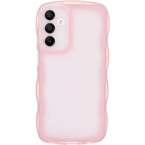 Cute Phone Case Compatible with Samsung Galaxy A15 4G/ 5G Case, Curly Wave Frame Anti Slip Soft TPU Drop Protection, for Girls Women 6.5", Clear Pink