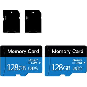3 Pack 128 GB Micro Memory Card with Adapter, TF Card Class 10, Mini Memory Card for Camera/Smartphone/Tablet/Drone (Blue 128GB*3)