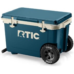 RTIC 52 Quart Ultra-Light Wheeled Hard Cooler Insulated Portable Ice Chest Box for Beach, Drink, Beverage, Camping, Picnic, Fishing, Boat, Barbecue, 30% Lighter Than Rotomolded Coolers