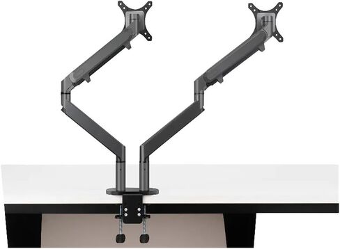 OZ-2 Dual Arm Monitor Mount Desktop Stand Full Motion Aluminum 17-32 Inch Monitor Stand Gas Spring Arm Loading 2-8 kg/Stand(Black) in Saudi Arabia