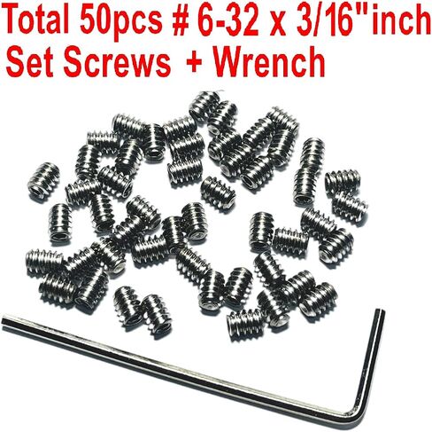 50pcs Set Screws 6-32 x 1/4 inch 304 Stainless Steel Allen Head Hex Hexagon Socket Set Screws with 1/16 Allen Wrench,Set Grub Screws Hex Allen Head Socket Set Screws.(1/4" Length) in Saudi Arabia