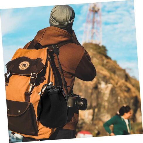 Mikikit 4Pcs Camera Lens Storage Pouch Set Elastic Neoprene Lens Bag for DSLR Mirrorless Lenses Protective Case with Hooks for Easy Carrying and Storage in Saudi Arabia