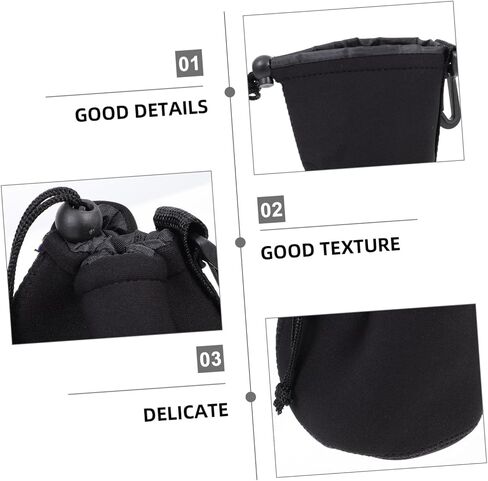 Mikikit 4Pcs Camera Lens Storage Pouch Set Elastic Neoprene Lens Bag for DSLR Mirrorless Lenses Protective Case with Hooks for Easy Carrying and Storage in Saudi Arabia