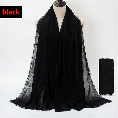 guiyal Cotton Blend Crinkle Vintage Soft Scarf with Fringed Edges,linen scarf,shawl,travel scarf，Khaki scarf in Saudi Arabia