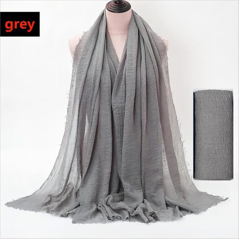 guiyal Cotton Blend Crinkle Vintage Soft Scarf with Fringed Edges,linen scarf,shawl,travel scarf，Khaki scarf in Saudi Arabia