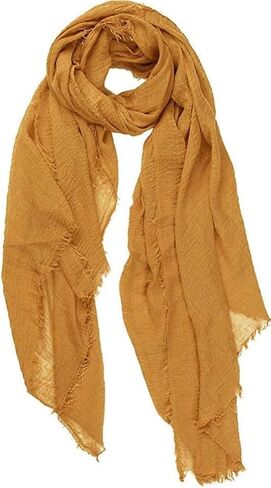 guiyal Cotton Blend Crinkle Vintage Soft Scarf with Fringed Edges,linen scarf,shawl,travel scarf，Khaki scarf in Saudi Arabia