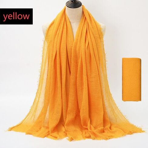 guiyal Cotton Blend Crinkle Vintage Soft Scarf with Fringed Edges,linen scarf,shawl,travel scarf，Khaki scarf in Saudi Arabia