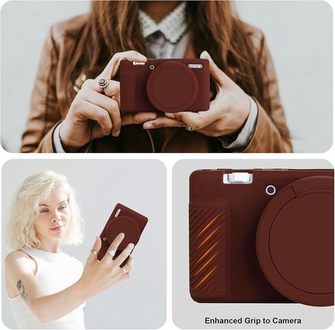 Silicone Case for Sony ZV-1 Digital Camera, ZV1 Soft Protective Silicone Sleeve Holder, Travel Lightweight Rubber Cover with Removable Lens Cover, Brown in Kuwait