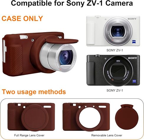 Silicone Case for Sony ZV-1 Digital Camera, ZV1 Soft Protective Silicone Sleeve Holder, Travel Lightweight Rubber Cover with Removable Lens Cover, Brown in Kuwait