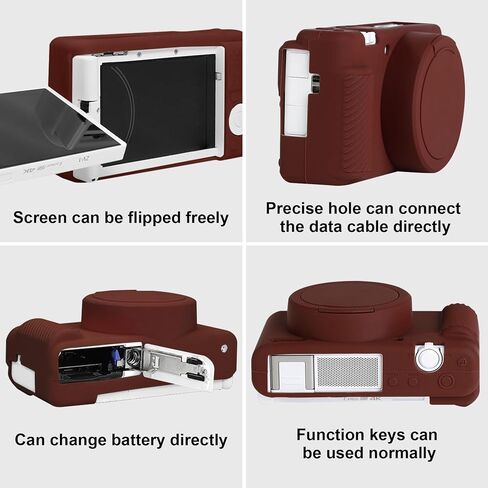 Silicone Case for Sony ZV-1 Digital Camera, ZV1 Soft Protective Silicone Sleeve Holder, Travel Lightweight Rubber Cover with Removable Lens Cover, Brown in Kuwait