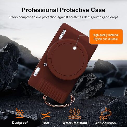 Silicone Case for Sony ZV-1 Digital Camera, ZV1 Soft Protective Silicone Sleeve Holder, Travel Lightweight Rubber Cover with Removable Lens Cover, Brown in Kuwait