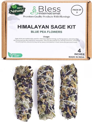Bless-International Premium-100%-Natural-and-Organic USA-Grown-California-White-Sage-Incense Handcrafted-4-Inches-Long Used-for-Home-Cleansing-Meditation-Smudging-Rituals in Kuwait
