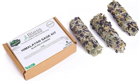 Bless-International Premium-100%-Natural-and-Organic USA-Grown-California-White-Sage-Incense Handcrafted-4-Inches-Long Used-for-Home-Cleansing-Meditation-Smudging-Rituals in Kuwait