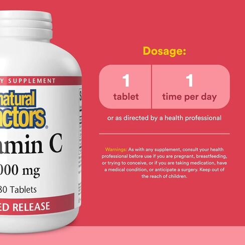 Natural Factors Vitamin C 1000 mg Time Release, Antioxidant Support for Immune and Bone Health, 180 Tablets in Saudi Arabia