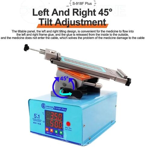 S-918F Plus 5 in 1 Curved/Straight Screen Separator Left/Right Tilt 45° & Rotation 360°Middle Frame Glue Remover Built-in Vacuum Pump Heating Phone Separation Repair Tools in Kuwait