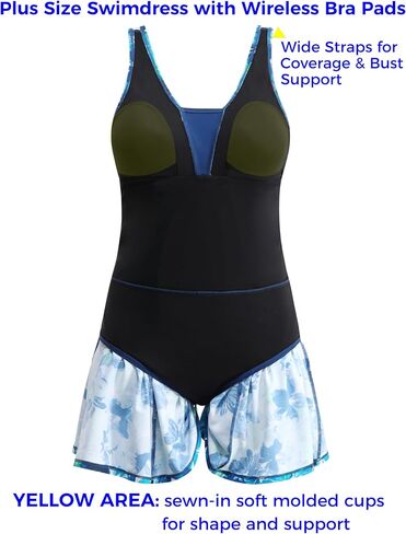 Searainer Women's One Piece Swimsuit Plus Size Swim Dress V Neck Wrap-Front Printed Swimwear Tummy Control Bathing Suit in Saudi Arabia