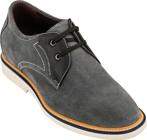 CALTO Men's Invisible Height Increasing Elevator Shoes - Grey/Black Nubuck Leather Lace-up Casual Oxfords - 2.8 Inches Taller - Y42023 in Saudi Arabia