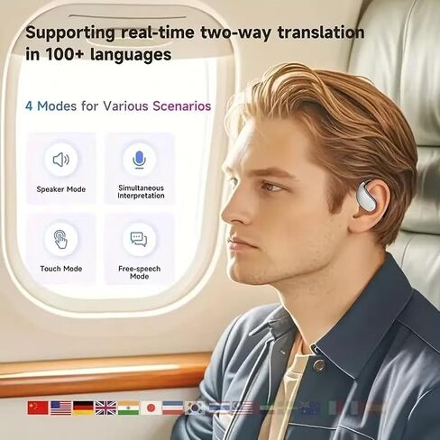 AI في الوقت الفعلي تترجيم سماعات الأذن ، مفتوحة أذن سماعات المترجمات اللاسلكية 144 اللغات واللكنات ، إلغاء الضوضاء ستيريو و HI-FI مع شاشة لمس LCD مثالية للسفر/الأعمال/التعلم (Q16 PRO AI) in Kuwait