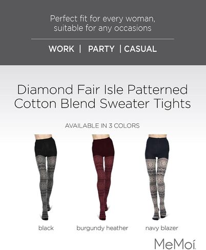 MeMoi Diamond Fair Isle Patterned Cotton Blend Sweater Tights in Saudi Arabia