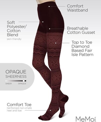MeMoi Diamond Fair Isle Patterned Cotton Blend Sweater Tights in Saudi Arabia