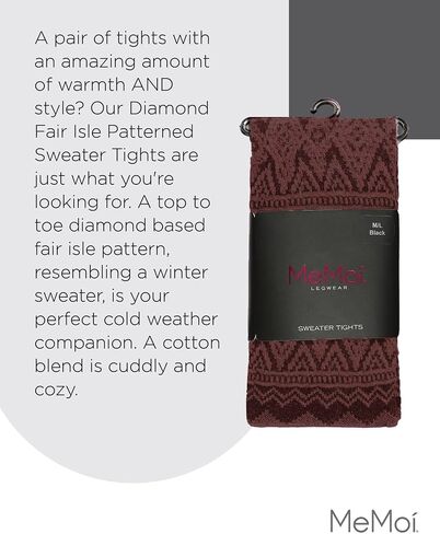 MeMoi Diamond Fair Isle Patterned Cotton Blend Sweater Tights in Saudi Arabia