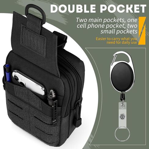 bvya Tactical Molle Utility EDC Pouch Nylon Waist Belt Bag Camping Hiking Pouch Phone Holster for iPhone 15 Pro Max/14 Pro Max/13 Pro Max/12 Pro Max/11 Pro Max, 2 Patches and 1 Clip Included in Saudi Arabia