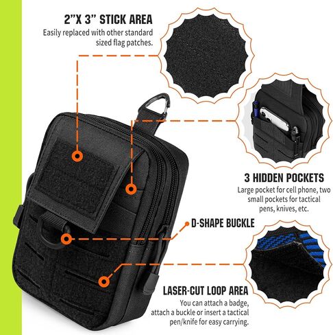 bvya Tactical Molle Utility EDC Pouch Nylon Waist Belt Bag Camping Hiking Pouch Phone Holster for iPhone 15 Pro Max/14 Pro Max/13 Pro Max/12 Pro Max/11 Pro Max, 2 Patches and 1 Clip Included in Saudi Arabia