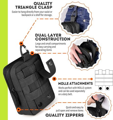 bvya Tactical Molle Utility EDC Pouch Nylon Waist Belt Bag Camping Hiking Pouch Phone Holster for iPhone 15 Pro Max/14 Pro Max/13 Pro Max/12 Pro Max/11 Pro Max, 2 Patches and 1 Clip Included in Saudi Arabia