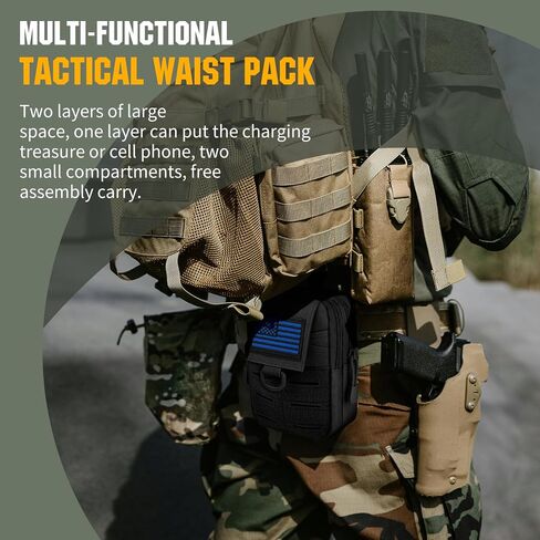 bvya Tactical Molle Utility EDC Pouch Nylon Waist Belt Bag Camping Hiking Pouch Phone Holster for iPhone 15 Pro Max/14 Pro Max/13 Pro Max/12 Pro Max/11 Pro Max, 2 Patches and 1 Clip Included in Saudi Arabia