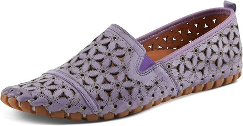 Spring Step Flowerflow Shoes for Women - Leather Womens Loafer with Floral Laser Cutout - Comfortale Slip-On Shoes for Womens in Saudi Arabia