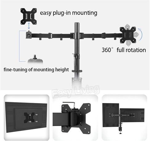 سطح المكتب Clamping Full Motion 360 درجة 3-4-6 حامل شاشات 10 "-27" LCD LED شاشة Mount Arm تحميل 9.9 كجم من كل رأس (4 حامل شاشة) in Kuwait