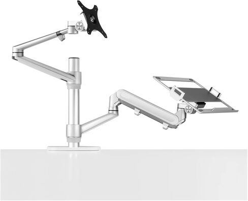 OL-3L PRO Aluminum Alloy Height Adjustable Desktop 17-32 Inch Monitor Stand Gas Spring Arm + 12-17 Inch Laptop Stand Full Motion(OL-3L-PRO-S) in Saudi Arabia