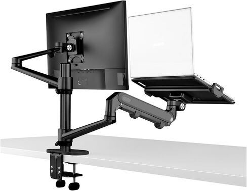 OL-3L PRO Aluminum Alloy Height Adjustable Desktop 17-32 Inch Monitor Stand Gas Spring Arm + 12-17 Inch Laptop Stand Full Motion(OL-3L-PRO-S) in Saudi Arabia