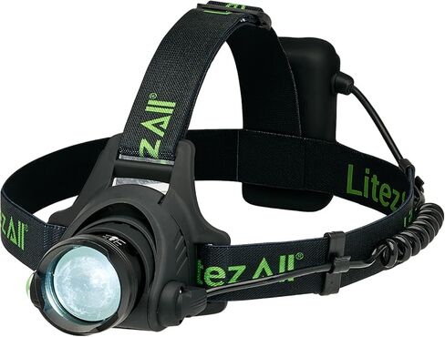 Litezall LED LED مصباح أمامي مصباح ، 800 مصباح رأس للبطارية قابل للتعديل مع 300 Lumen مع 3 أوضاع ، مصابيح رأس مقاومة للطقس للتخييم ، الجري ، المشي لمسافات طويلة ، القبعات الصلبة - البطاريات المشمولة in Kuwait