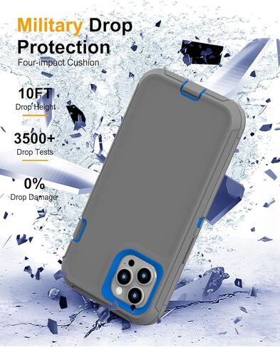 متوافق مع iPhone 15 Pro Max Case [2 حامي الشاشة + 2 حامي عدسة الكاميرا + حزام مقطع] غلاف الجسم العسكري الكامل ، حالة حماية مقاومة للصدمات الثقيلة 6.7 "(Darkgray Green) in Kuwait